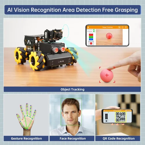 Miniatura 6 de TurboPi Robot Car para RaspberryPi AI Vision Camera Programable Smart Robot Car Kit, clasificación de color, seguimiento de línea, reconocimiento