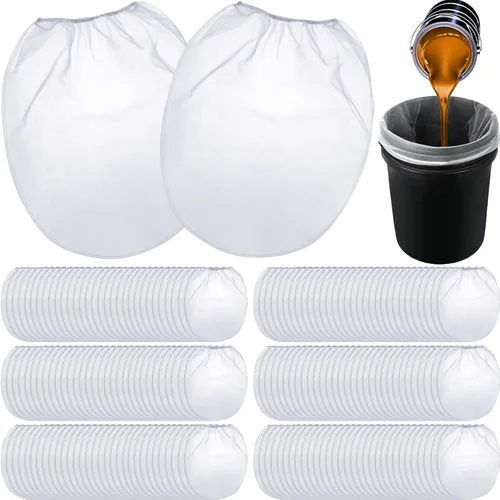 Miniatura 12 de Patelai 200 bolsas de filtro de pintura de 5 galones de malla fina regular/coladores elásticos para uso con pulverizadores de pintura (blanco)