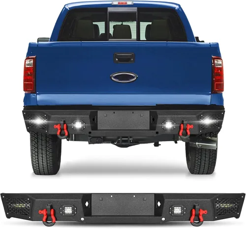 Miniatura 20 de BESTZHEYU Parachoques delantero compatible con F250 F350 F450 2017 2018 2019 2020 2021 2022 con placa de cabrestante y luces LED
