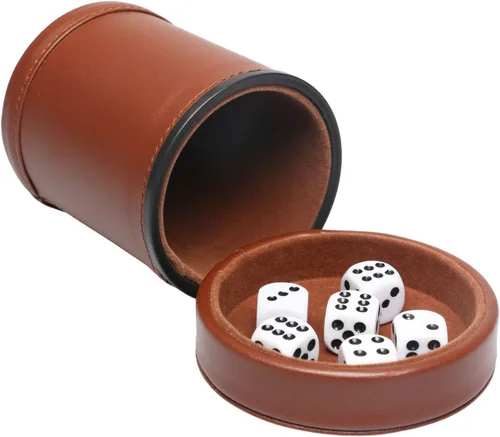 Miniatura 13 de Taza de Dados de Cuero Sintético con Tapa Incluye 6 Dados, Interior de Terciopelo Silencioso al Agitar para Dados Mentirosos Farkle Yahtzee