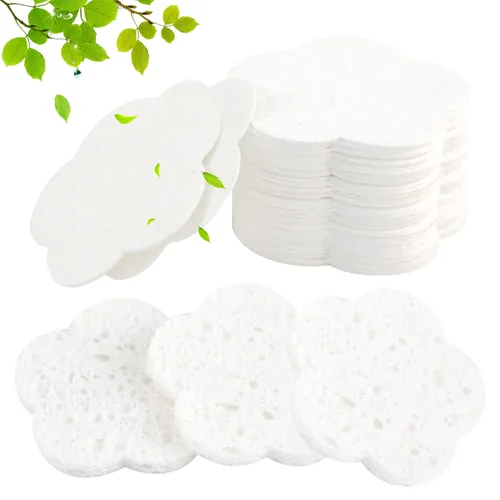 Miniatura 12 de 50 esponjas faciales comprimidas, esponjas faciales naturales, esponjas exfoliantes con forma de flor, reutilizables, el mejor regalo de maquillaje