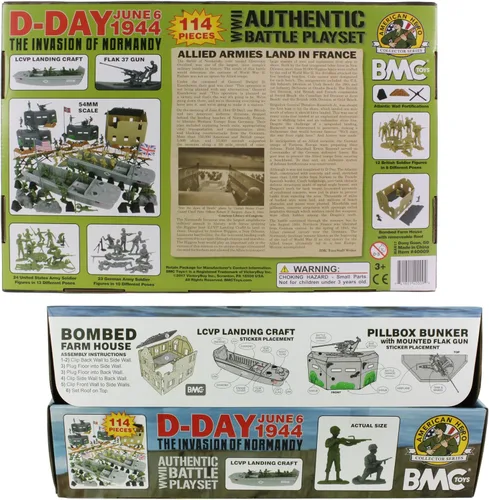 Miniatura 9 de BMC Toys - Soldados de plástico de la Segunda Guerra Mundial, invasión de Normandía, 114 piezas en caja