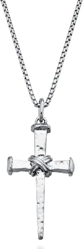 Miabella Collar con colgante de cruz de cuerda italiana, cadena de rodio o oro amarillo de 18 quilates sobre plata de ley 925, fabricado en Italia