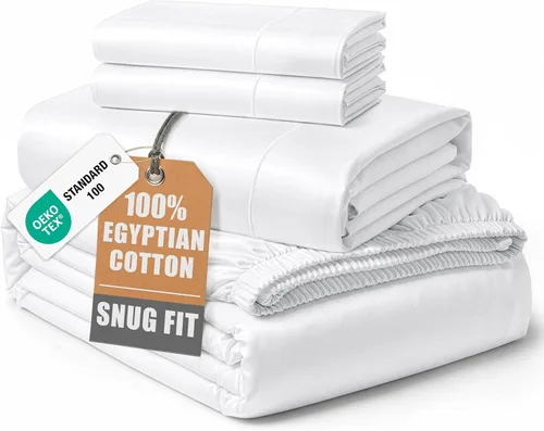 Miniatura 50 de Lane Linen Sábanas 100% de algodón egipcio, tamaño King, naturalmente transpirables y duraderas, cómodas para el invierno, ultra suaves, comodidad