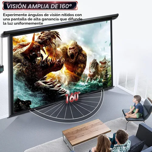 Miniatura 6 de Pantalla de proyector motorizada de 100 pulgadas, pantalla de películas para interiores y exteriores, pantalla de proyector eléctrica 16:9 de 100