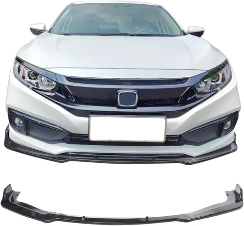 IKON MOTORSPORTS, Borde de parachoques delantero compatible con Honda Civic 2019-2021, estilo V4 CFL, impresión de fibra de carbono, alerón de