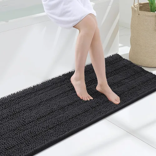 Miniatura 149 de Grandaily Alfombras de baño de felpilla a rayas de 24 x 16 pulgadas, extra gruesas y suaves, absorbentes, parte trasera de goma, alfombra de ducha