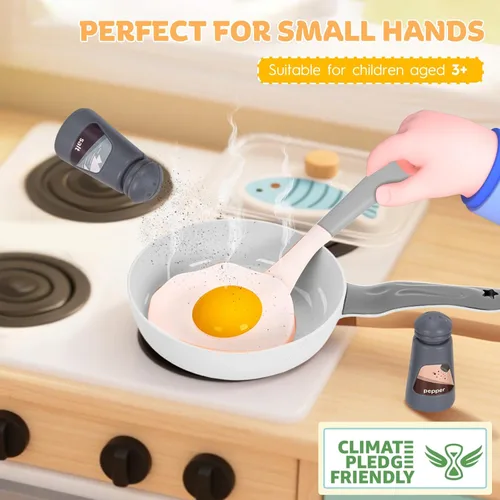 Miniatura 4 de 105 piezas de accesorios de juguete de cocina para niños, juego de cocina de camping y barbacoa para niños pequeños, juego de ollas, sartenes, Blanco
