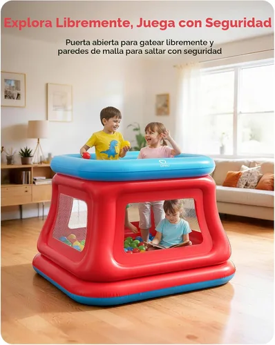 Miniatura 2 de QPAU Casa inflable de rebote para niños de 3 a 6 años, casa de rebote grande para 2 a 4 niños, trampolín 3 en 1 y piscina de pelotas, casa hinchable