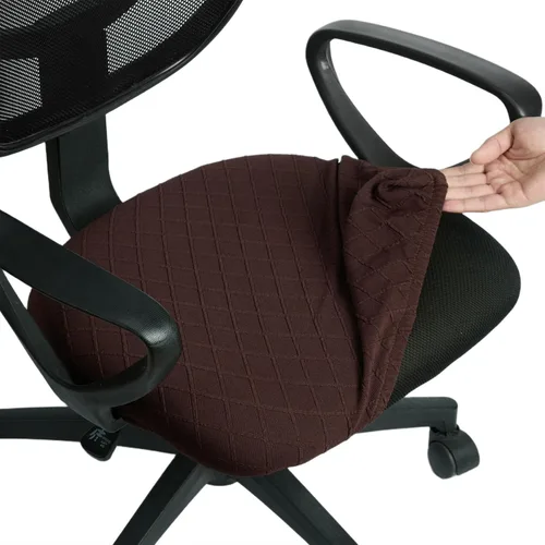 Miniatura 28 de Melaluxe Funda para silla de oficina de jacquard elástico, extraíble y lavable, funda de asiento giratoria para silla de escritorio, color negro