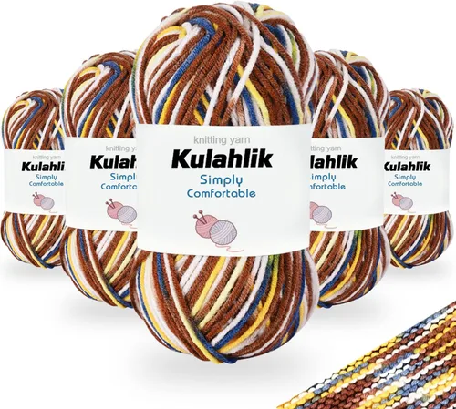 Miniatura 132 de 50g (1x50g) Hilo Acrílico para Crochet y Tejido, Hilo Degradado Colorido, 1 Rollo de Madejas, Hilo Acrílico Multicolor, Perfecto para Proyectos