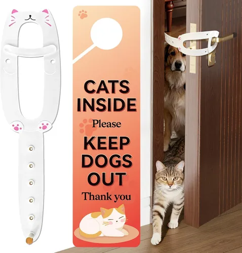 Miniatura 9 de TGIOW Pestillo de puerta para gatos, 2 pestillos de puerta para gatos que mantienen a los perros fuera de la caja de arena y alimentos, tapón