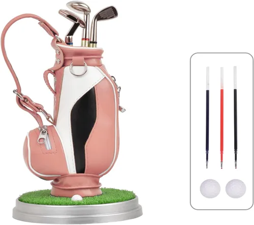 Miniatura 10 de Soporte de cuero para bolígrafo de golf con tres bolígrafos de golf para escribir, adecuado para decoración de escritorio, decoración de pasteles