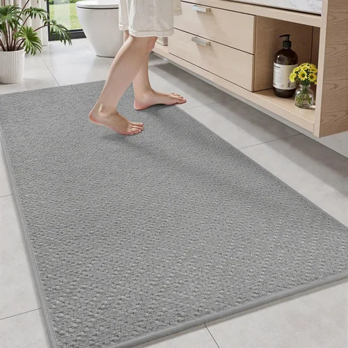 Miniatura 9 de AMOAMI Tapete de baño fino, súper absorbente, antideslizante, parte trasera de goma, tapetes de baño para baño, secado rápido, superficie