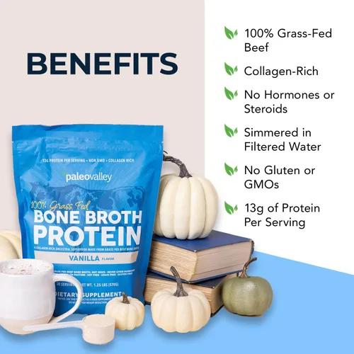 Miniatura 2 de Paleovalley Polvo de proteína de caldo de hueso de res 100% alimentado con pasto, rico en péptidos de colágeno para el cabello, la piel, la salud