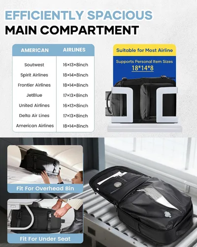 Miniatura 4 de WONHOX Mochila de viaje para mujeres y hombres, mochila para laptop con compartimento para zapatos, mochila impermeable para senderismo de equipaje