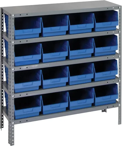 Miniatura 15 de Quantum QSBU-245BK Heavy Duty Shelving Unit with (7) Shelves and (24) QUS245 Black Bins for Garage Warehouse Storage Distribution 400 lb Load