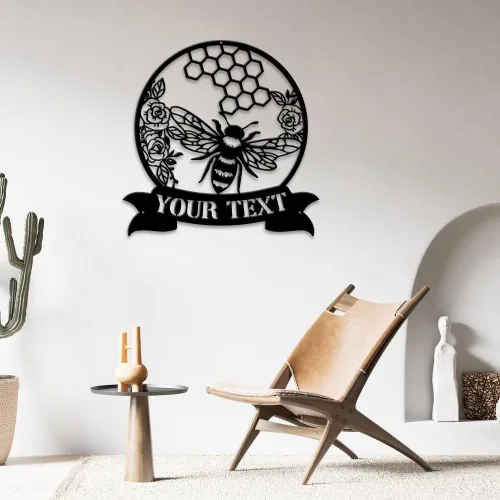 Miniatura 6 de MeMate Letrero de jardín para personalizar, letrero de granja de abejas, letrero de metal con nombre personalizado para amantes de las abejas