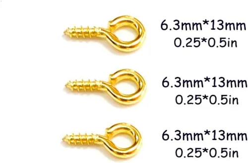 Miniatura 2 de 300 pines dorados de 0.23 x 0.31 pulgadas (0.256 x 0.512 in), ganchos de ojo, mini clavijas para hacer joyas, proyectos de artes y manualidades