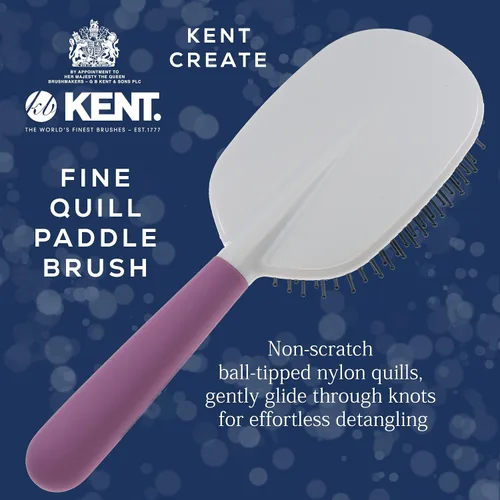 Miniatura 3 de Kent KCR5 "Create" - Cepillo acolchado grande para alisar y alisar todo tipo de cabello, cepillo desenredante con mango ergonómico morado y cerdas