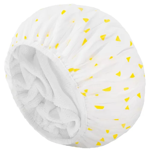 Miniatura 11 de Auban Gorro de ducha, gorro de ducha para mujer, forro de tela de rizo, EVA, exterior, reutilizable, doble capa, impermeable, gorra de baño grande
