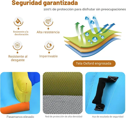 Miniatura 3 de HONEY JOY Tobogán acuático inflable, parque acuático gigante con porterías de fútbol para exteriores, piscina, escalada, toboganes acuáticos