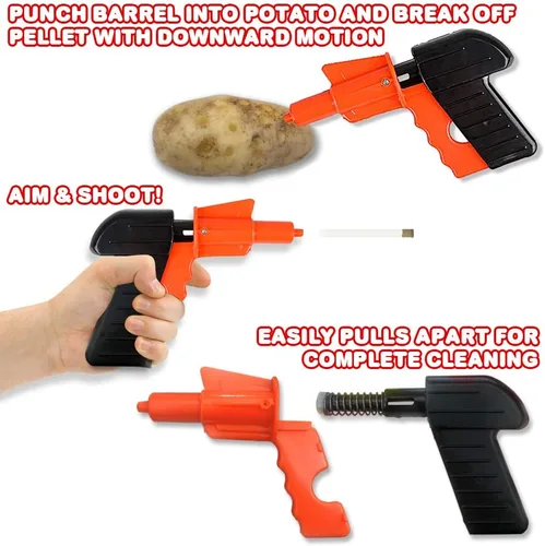 Miniatura 4 de ArtCreativity Pistola de patatas para niños, juego de 4, juguetes de disparo geniales para niños y niñas, pistola espoleta segura para niños