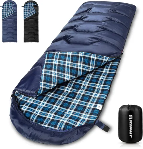 Miniatura 10 de Bessport Saco de dormir de invierno Forro de franela 18℉ - 32℉, saco de dormir extremo para 3-4 estaciones para clima cálido y frío, sacos