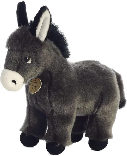 Aurora® - Adorable burrito de peluche Miyoni®, detalle realista, compañía entrañable, gris, 11 pulgadas