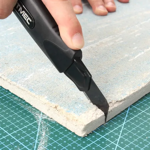 Miniatura 7 de HAUTMEC Cuchillo utilitario resistente de 0.709 in, cortador de caja con mecanismo de bloqueo doble, bloqueo automático y bloqueo de trinquete, hoja