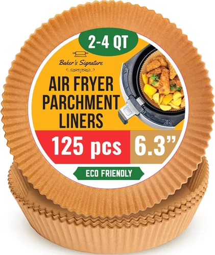 Forros pequeños redondos de 6.3” para freidora de aire, forros de papel para freidora de aire de 2-4 qt, 125 piezas de papel de pergamino desechable