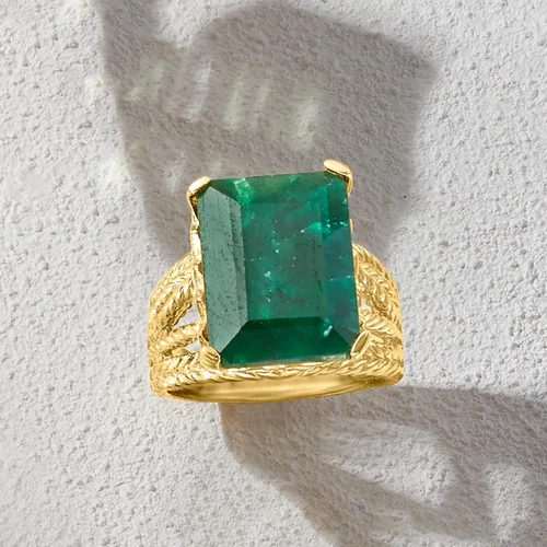 Miniatura 4 de Ross-Simons Anillo de 15.00 quilates esmeralda multihilera en oro de 18 quilates sobre plata esterlina