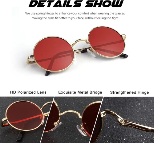 Miniatura 37 de CGID Gafas de sol unisex polarizadas redondas E01 Lennon