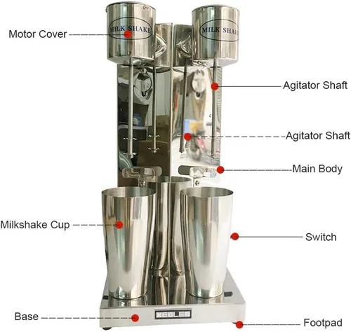 Miniatura 2 de Gdrasuya10 Máquina comercial de sacudida de leche, acero inoxidable doble cabeza eléctrica silenciosa máquina de batido de leche con taza de 27.1 fl