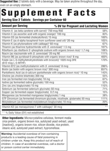 Miniatura 2 de Innate Response Formulas Baby & Me Multivitamínico – Vitamina prenatal y posnatal con folato, colina y vitaminas B12 y D3 – Vegetariano, sin OMG
