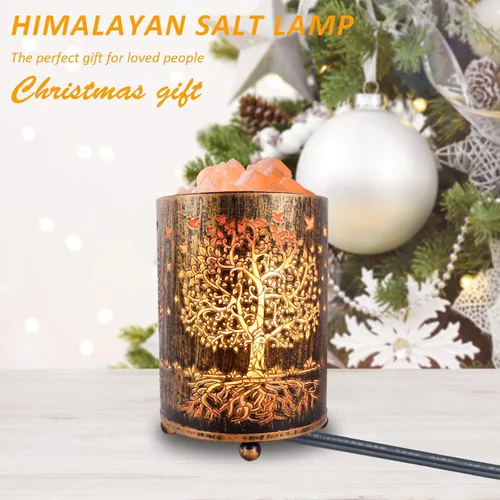 Miniatura 6 de Lámparas de sal para noche, lámpara de roca de sal del Himalaya con interruptor de atenuación, lámpara de cesta de sal del Árbol de la Vida, luz