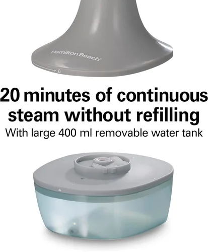 Miniatura 6 de Hamilton Beach Vaporizador de mano para ropa, tela y cortinas, 1200 vatios, tanque de agua de 13.5 fl oz, 20 minutos de vapor continuo, esenciales