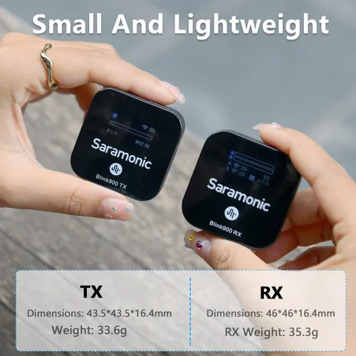 Miniatura 9 de Saramonic Blink900 B1 Sistema de micrófono inalámbrico Lavalier y alcance inalámbrico de 656 pies y pantalla OLED para cámara réflex digital Canon