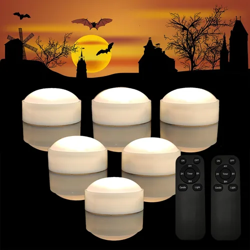 Miniatura 9 de iZAN Luces LED de calabaza a pilas con control remoto y temporizador, velas parpadeantes brillantes sin llama para decoración del hogar, fiesta