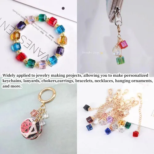 Miniatura 6 de 100 piezas 6 mm cuadrados Cuentas de cristal de colores AB mixtos para hacer joyas Mezcla de colores AB