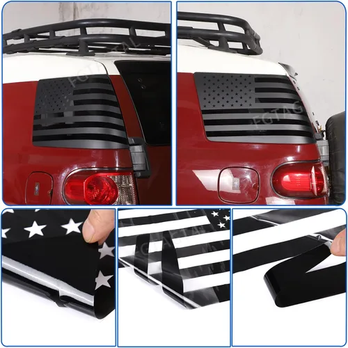 Miniatura 6 de Adhesivo compatible con Toyot@ FJ Cruiser 2007-2017 para ventana lateral de puerta trasera, bandera estadounidense, accesorios de calcomanías