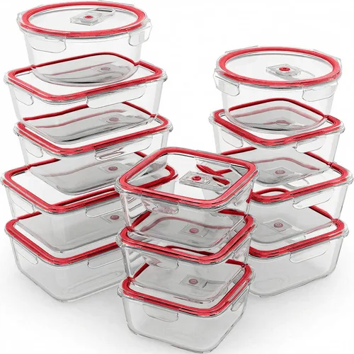 Miniatura 9 de Razab 24 recipientes herméticos de vidrio para almacenamiento de alimentos, recipientes de vidrio para preparación de comidas, aptos para congelador