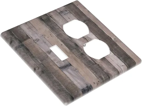 Miniatura 232 de Placa Decorativa de Pared de Granja Rústica con Cuerno de Madera para Puerta de Granero 1 Banda Duplex Cubiertas de Toma Eléctrica Soltera