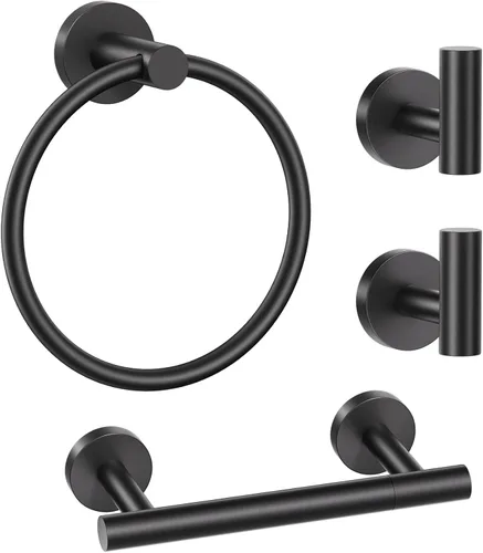 Miniatura 24 de Lairuier Juego de accesorios de baño, juego de 4 piezas de soporte para toallas que incluye soporte para papel higiénico, anillo para toallas y 2