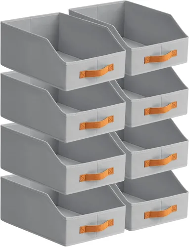 Miniatura 20 de Homsorout Contenedores de almacenamiento de tela para organizar, paquete de 6 cajas de almacenamiento grandes trapezoidales plegables con asa