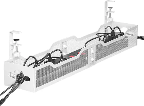 Miniatura 17 de Bandeja de organización de cables para debajo del escritorio, sin taladros, organización de cables de malla metálica debajo del escritorio