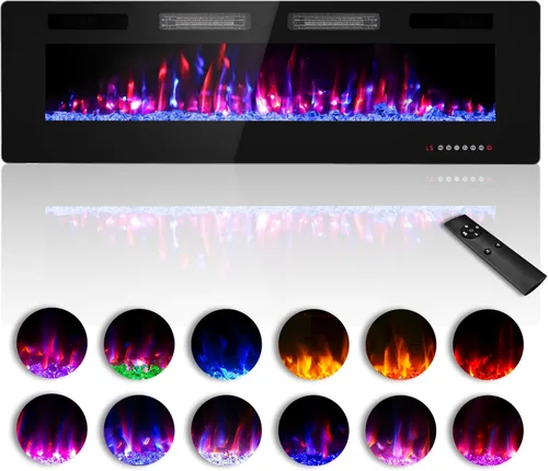 Miniatura 14 de Zionheat - Chimenea eléctrica ultrafina de 36 pulgadas para sala de estar, chimenea independiente/insertos/montado en la pared con control remoto
