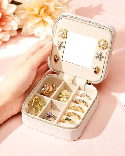 Miniatura 6 de Enthralite Joyero de viaje para regalo personalizado, artículos esenciales de viaje para mujeres, organizador de viaje para joyas, pequeño joyero