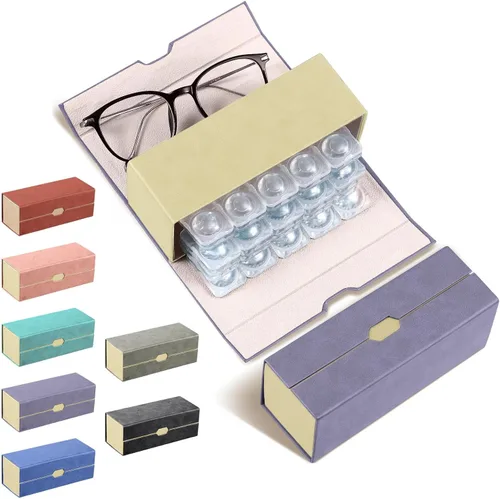 Miniatura 9 de Flutesan Estuche diario para lentes de contacto y organizador de anteojos, 2 en 1, de doble cara, portátil, para viajes, uso diario, almacenamiento