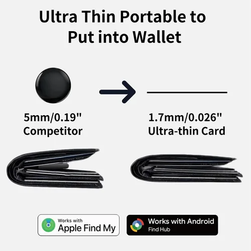 Miniatura 7 de Tarjeta de seguimiento de cartera [certificado Apple MFi] (iOS y Android), tarjeta de seguimiento Bluetooth, tarjeta de seguimiento inteligente